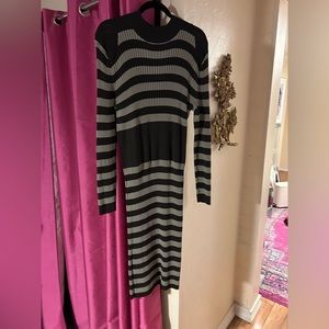 Calf length, structured sweater dress